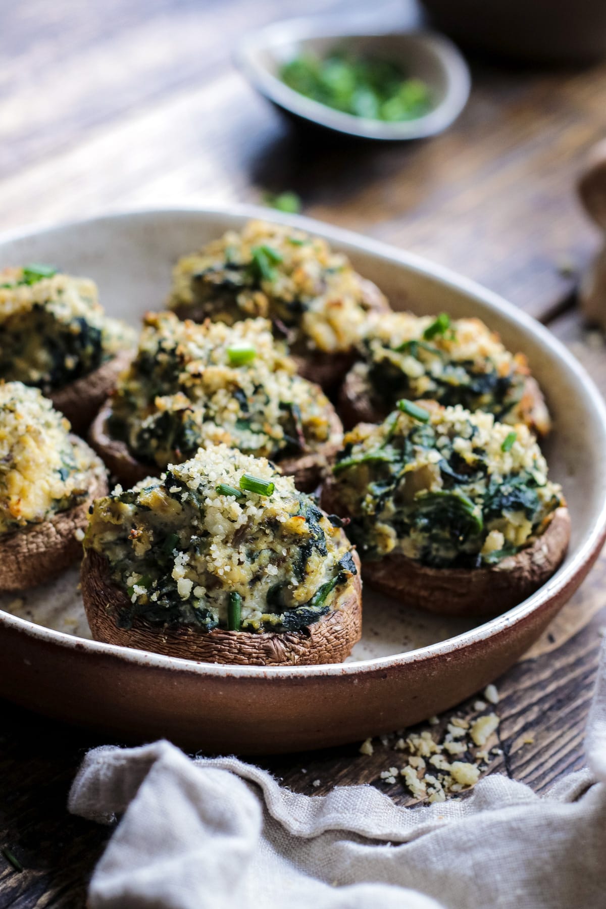 Vegan Stuffed Mushrooms with Ricotta and Spinach